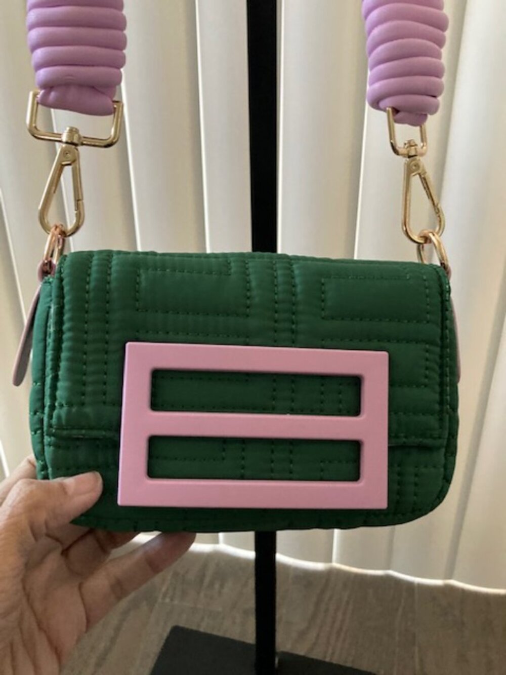 Colorblock - Quilted Bag in green and violet